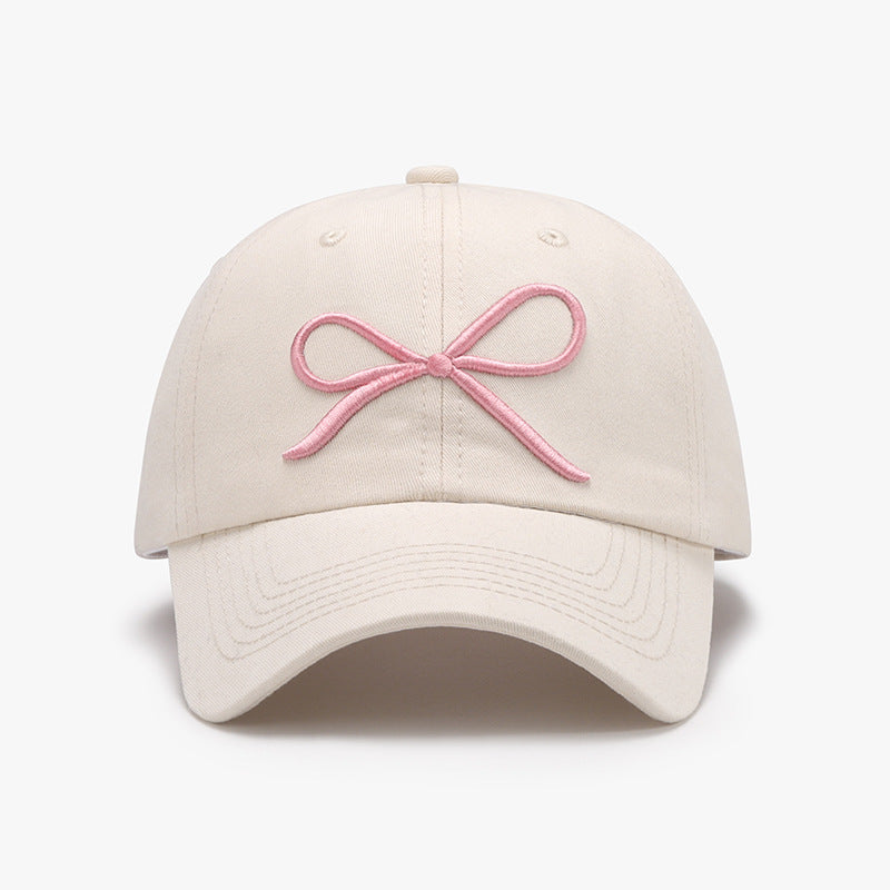 Bow Embroidered Cotton Baseball Cap 