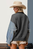 Double Take Full Size Star Pattern Raw Edge Long Sleeve Sweater 