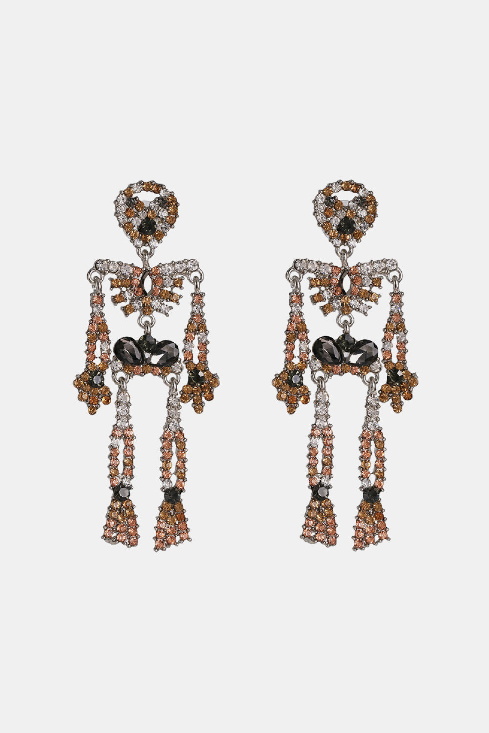 Skeleton Shape Glass Stone Dangle Earrings 
