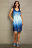 Double Take Scoop Neck Buttoned Sleeveless Magic Dress with Pockets 
