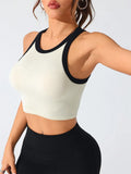 Contrast Trim Round Neck Active Tank 