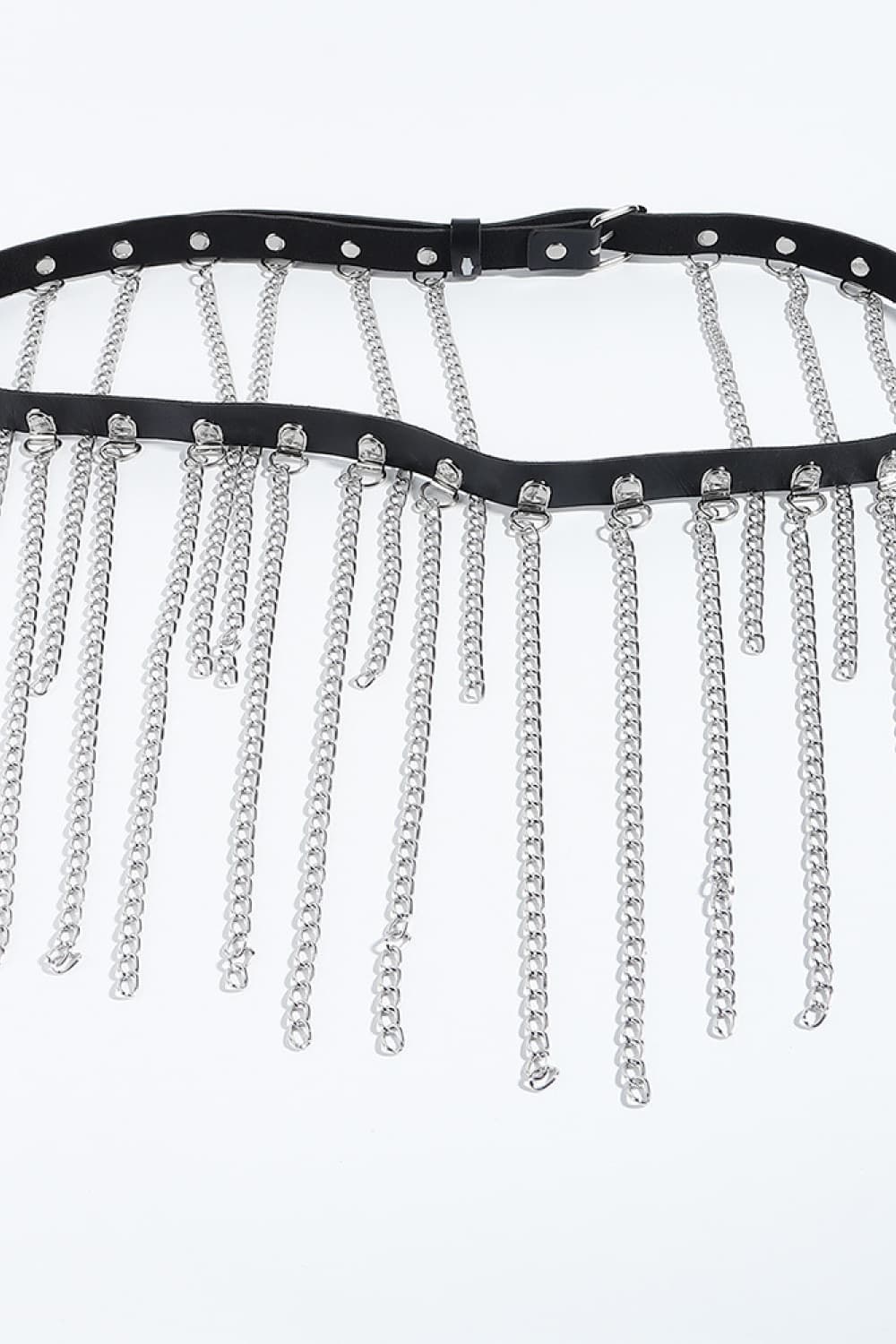 Fringed Chain PU Leather Belt 