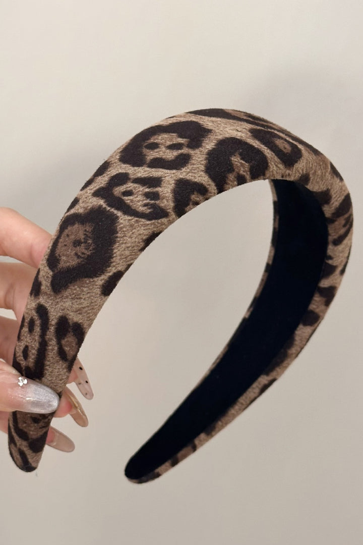 Leopard Polyester Wide Headband 