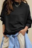 Side Slit Round Neck Long Sleeve Sweatshirt 
