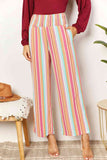 Double Take Striped Smocked Waist Pants with Pockets 