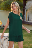 Round Neck Short Sleeve T-Shirt and Drawstring Shorts Lounge Set Lingerie & Nightwear