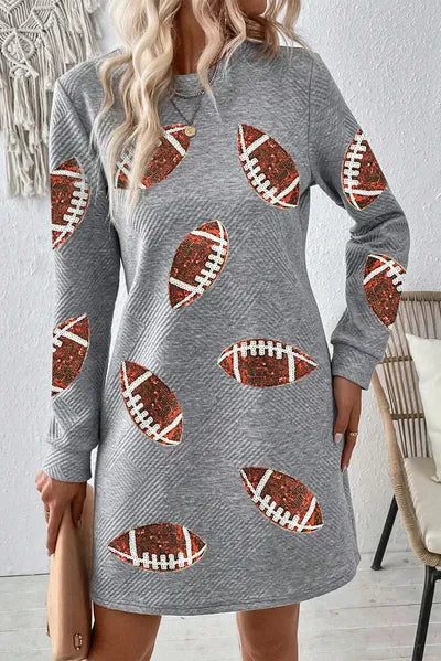 Sequin Football Long Sleeve Mini Dress Dresses