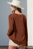 Double Take Full Size Notched Thumbhole Long Sleeve T-Shirt 
