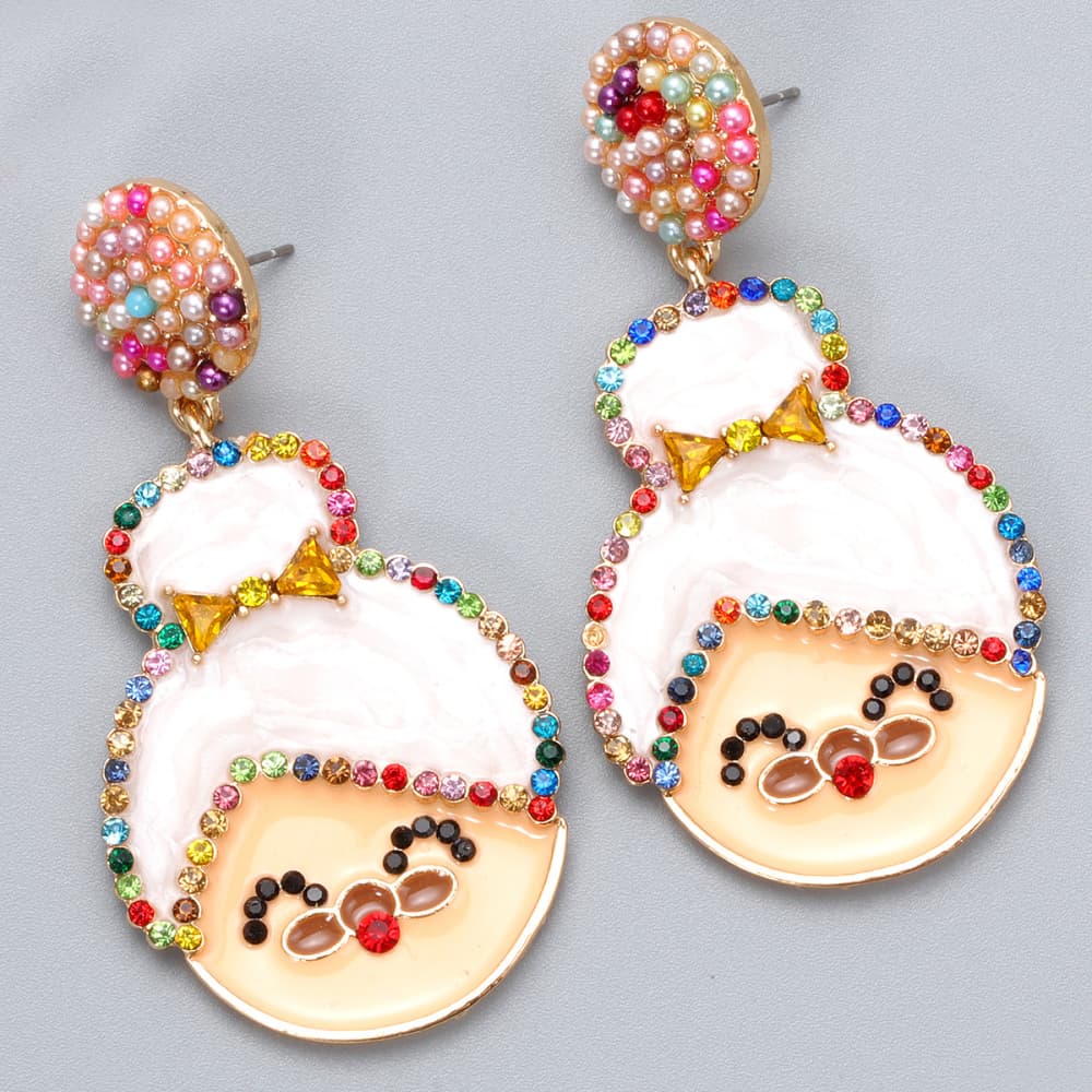 Rhinestone Alloy Mrs. Claus Earrings 