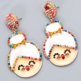Rhinestone Alloy Mrs. Claus Earrings 