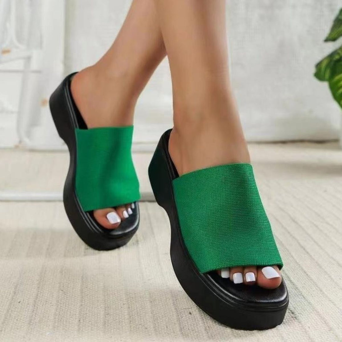 Open Toe Platform Cloth Sandals 