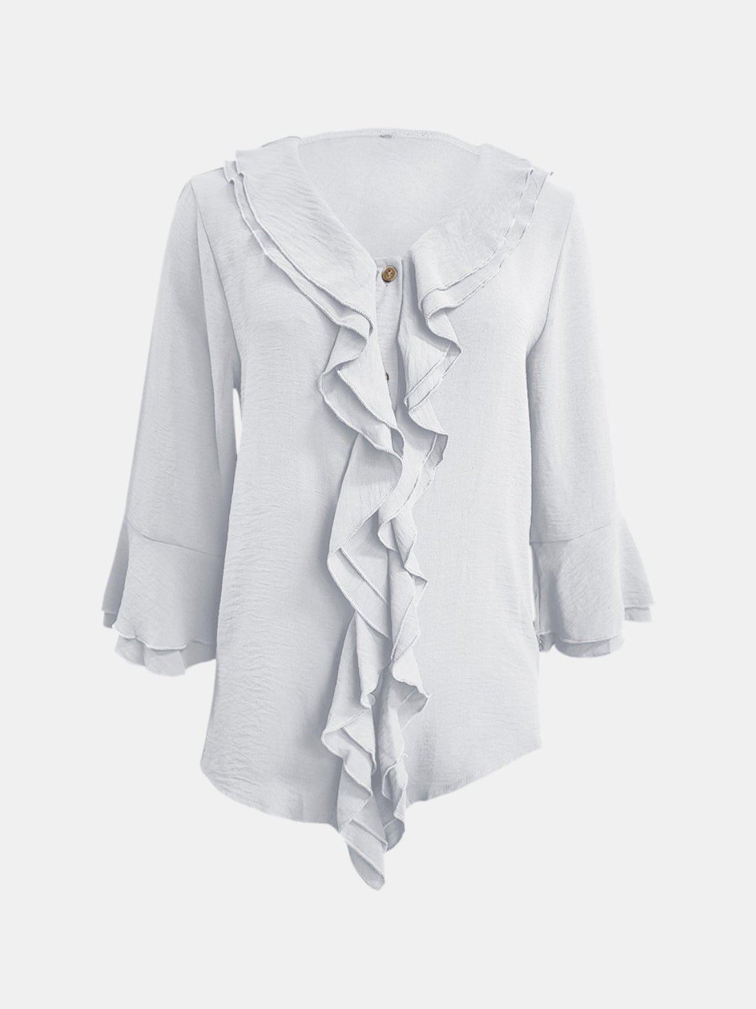 Full Size Ruffled V-Neck Flounce Sleeve Blouse 