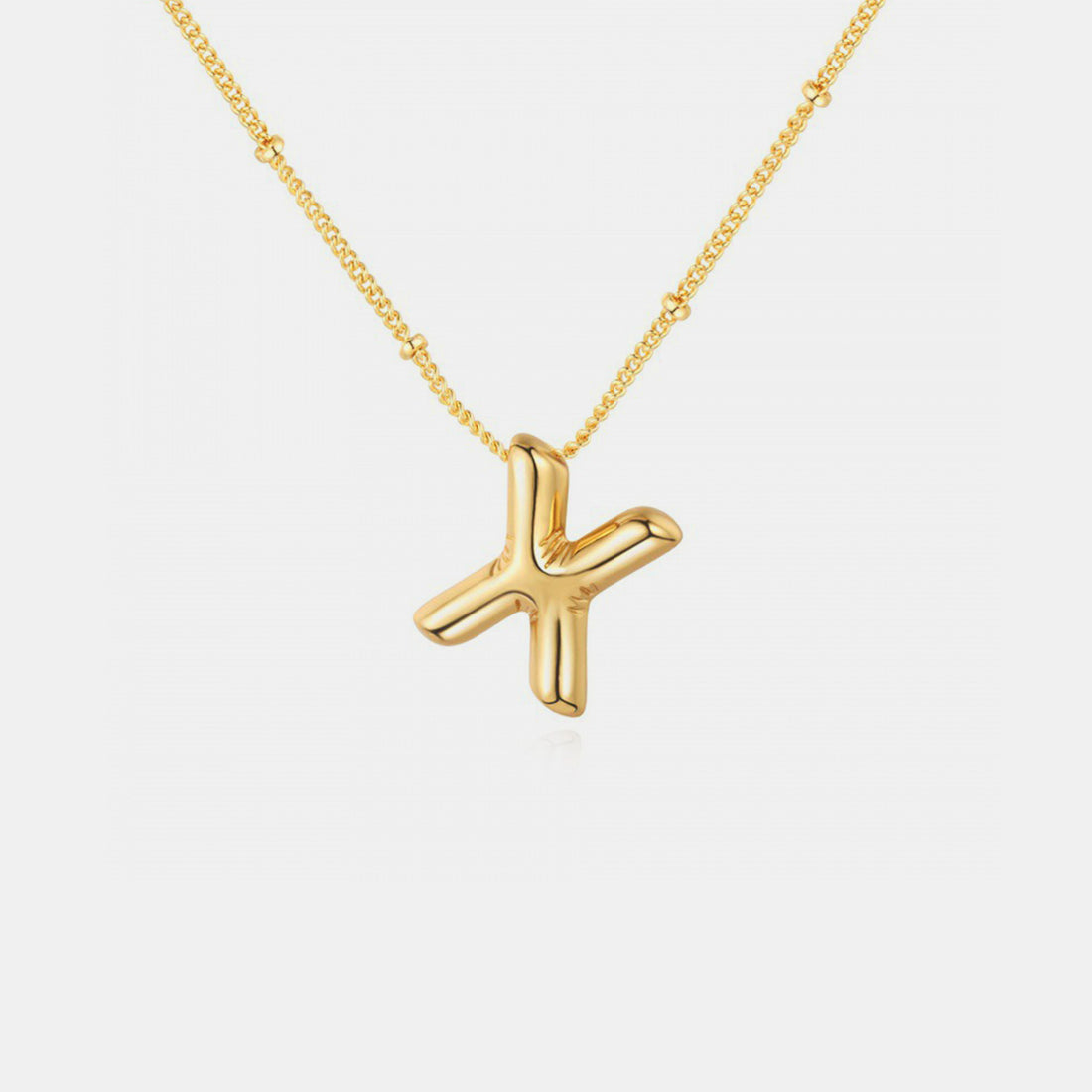 Gold-Plated Bubble Initial Necklace 