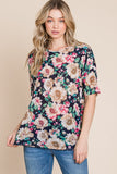 BOMBOM Floral Round Neck T-Shirt 