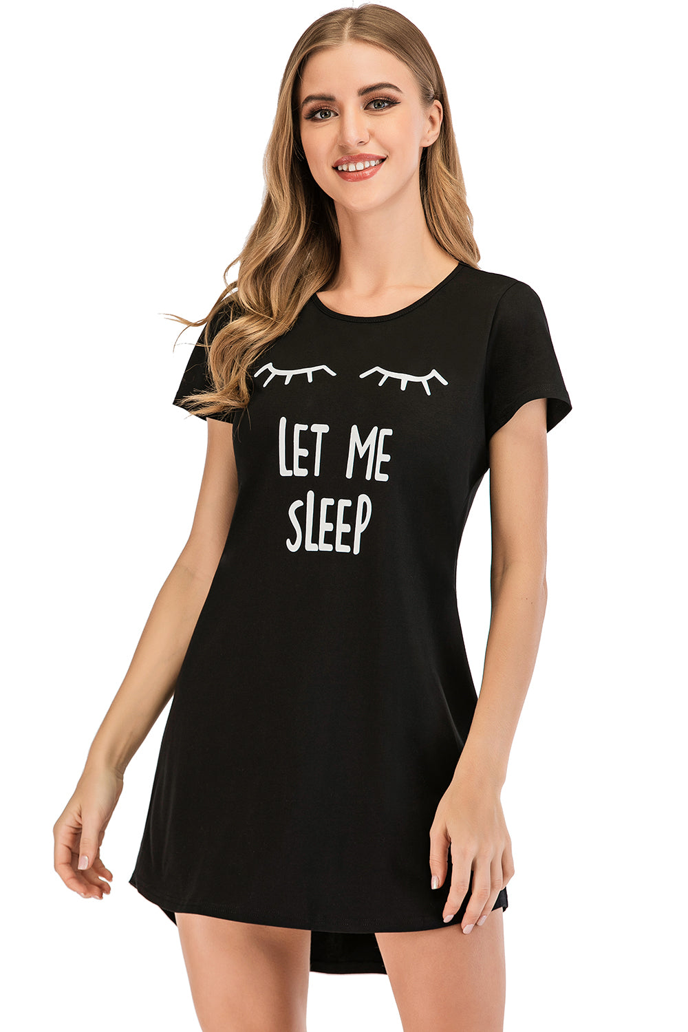 Graphic Round Neck Short Sleeve Lounge Dress 
