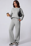 Side Striped Round Neck Top and Pants Active Set 