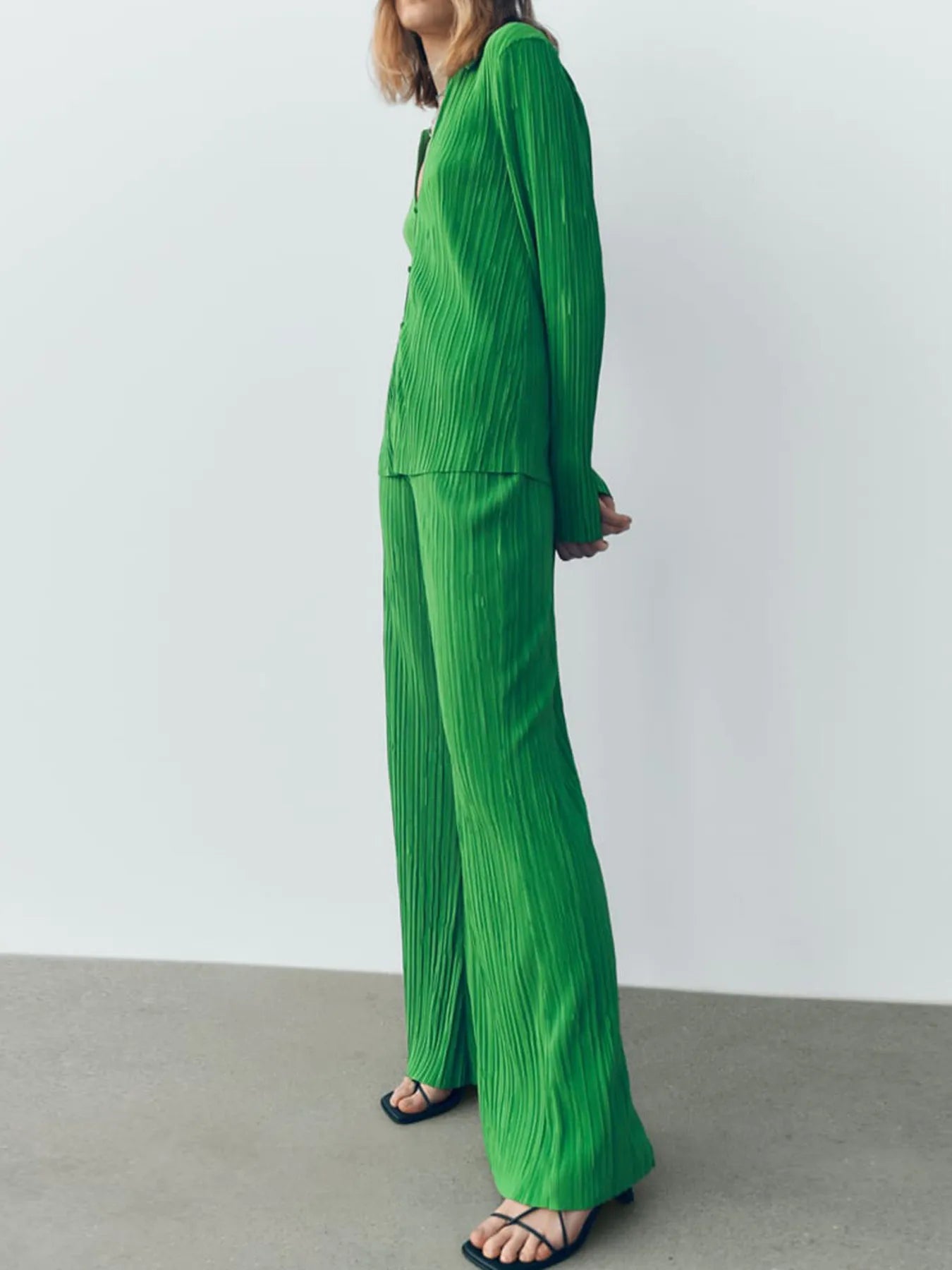 Texture Long Sleeve Top and Pants Lounge Set Lingerie & Nightwear