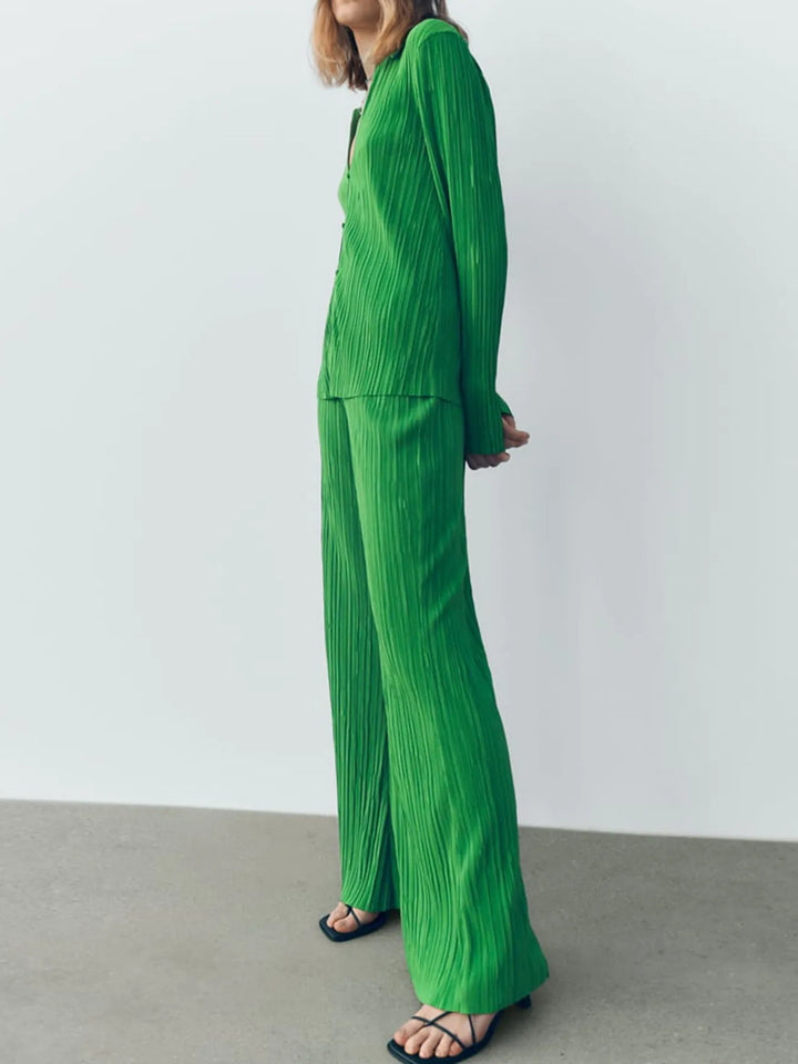 Texture Long Sleeve Top and Pants Lounge Set Lingerie & Nightwear