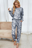 Shiny Tie-Dye Long Sleeve Top and Drawstring Joggers Lounge Set Lingerie & Nightwear