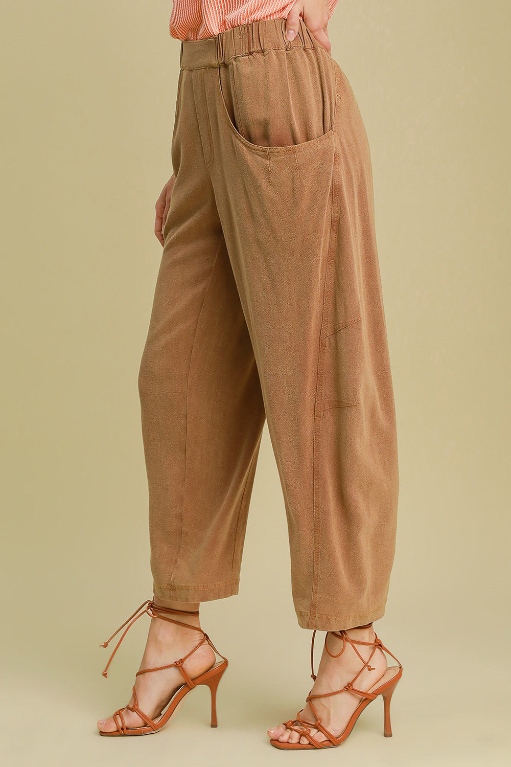 Umgee Elastic Waist Baggy Fit Pants with Pockets 
