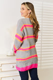 Woven Right Ribbed Long Sleeve Cardigan 