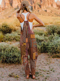 Double Take Full Size Printed V-Neck Sleeveless Jumpsuit 