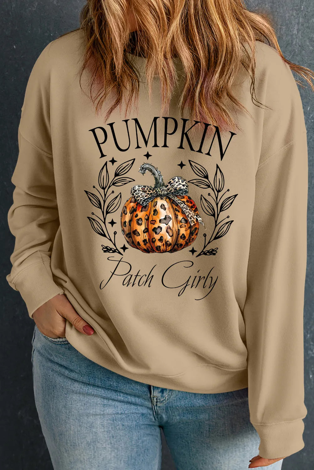 Plus Size Pumpkin Graphic Long Sleeve Sweatshirt 