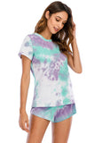 Tie-Dye Round Neck Short Sleeve Top and Shorts Lounge Set Lingerie & Nightwear