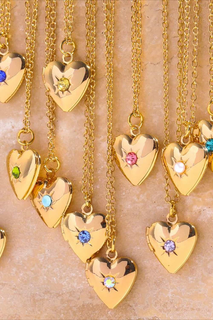 Zircon Heart Shape 14K Gold-Plated Pendant Necklace 