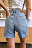 Judy Blue Full Size High Waist Raw Hem Denim Shorts 