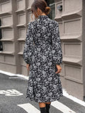 Perfee Lace Detail Printed Long Sleeve Midi Dress Dresses
