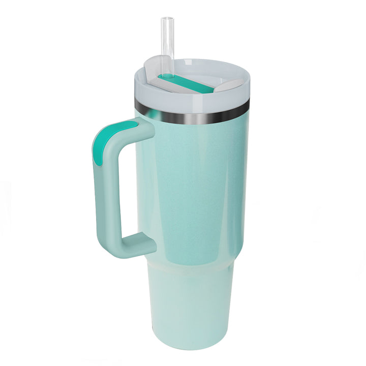 Stainless Steel Tumbler with Handle and Straw 