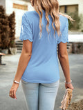 Devine Lace Detail Round Neck Short Sleeve T-Shirt 