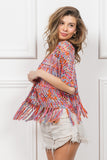 BiBi Open Front Fringed Crop Knit Cardigan 