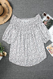 Plus Size Printed Off-Shoulder Half Sleeve Blouse 