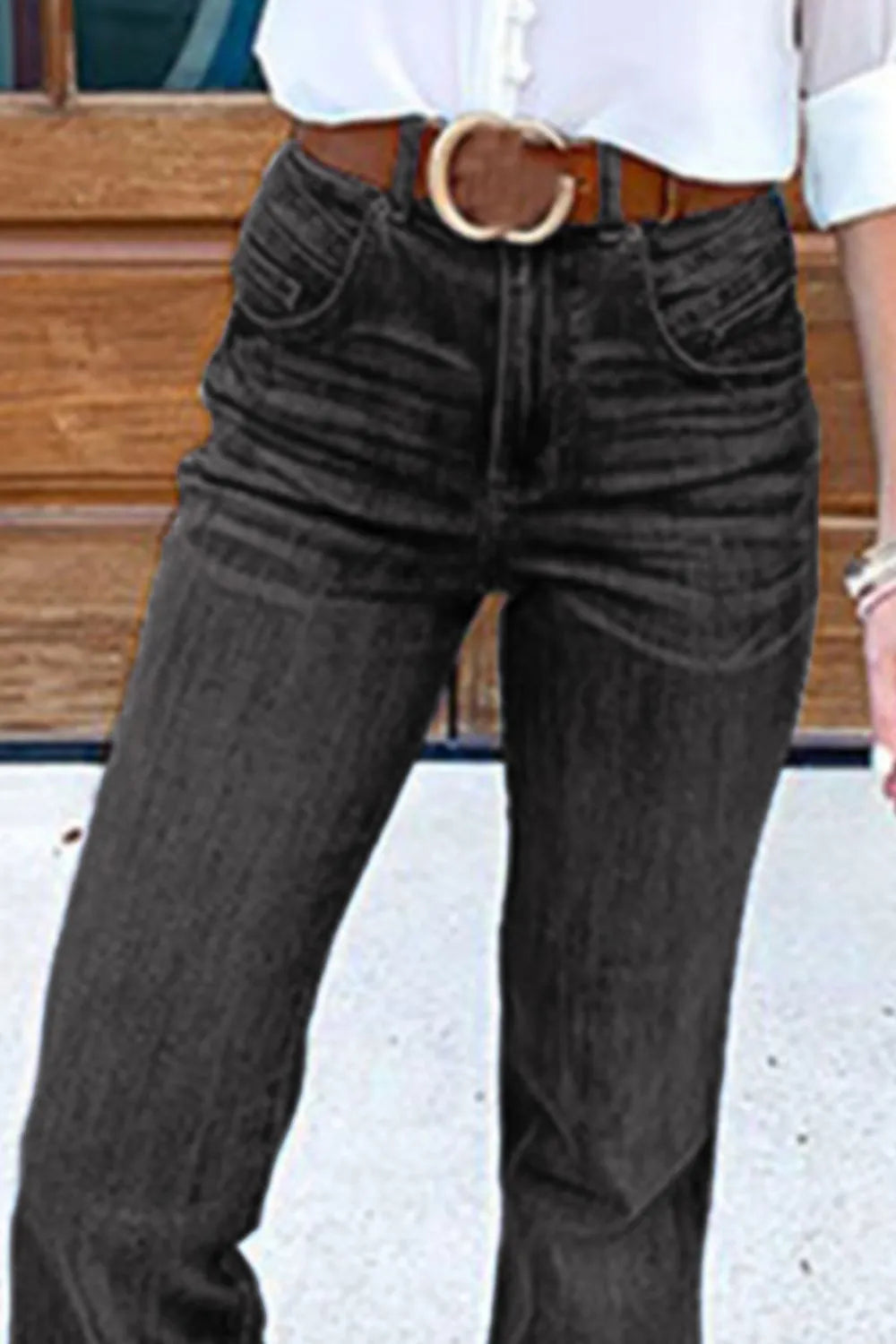 Full Size Flare Jeans with Pockets Plus Size 