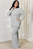 Basic Bae Full Size Ribbed High-Low Top and Wide Leg Pants Set 