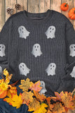 Glitter Ghost Round Neck Long Sleeve Sweatshirt 
