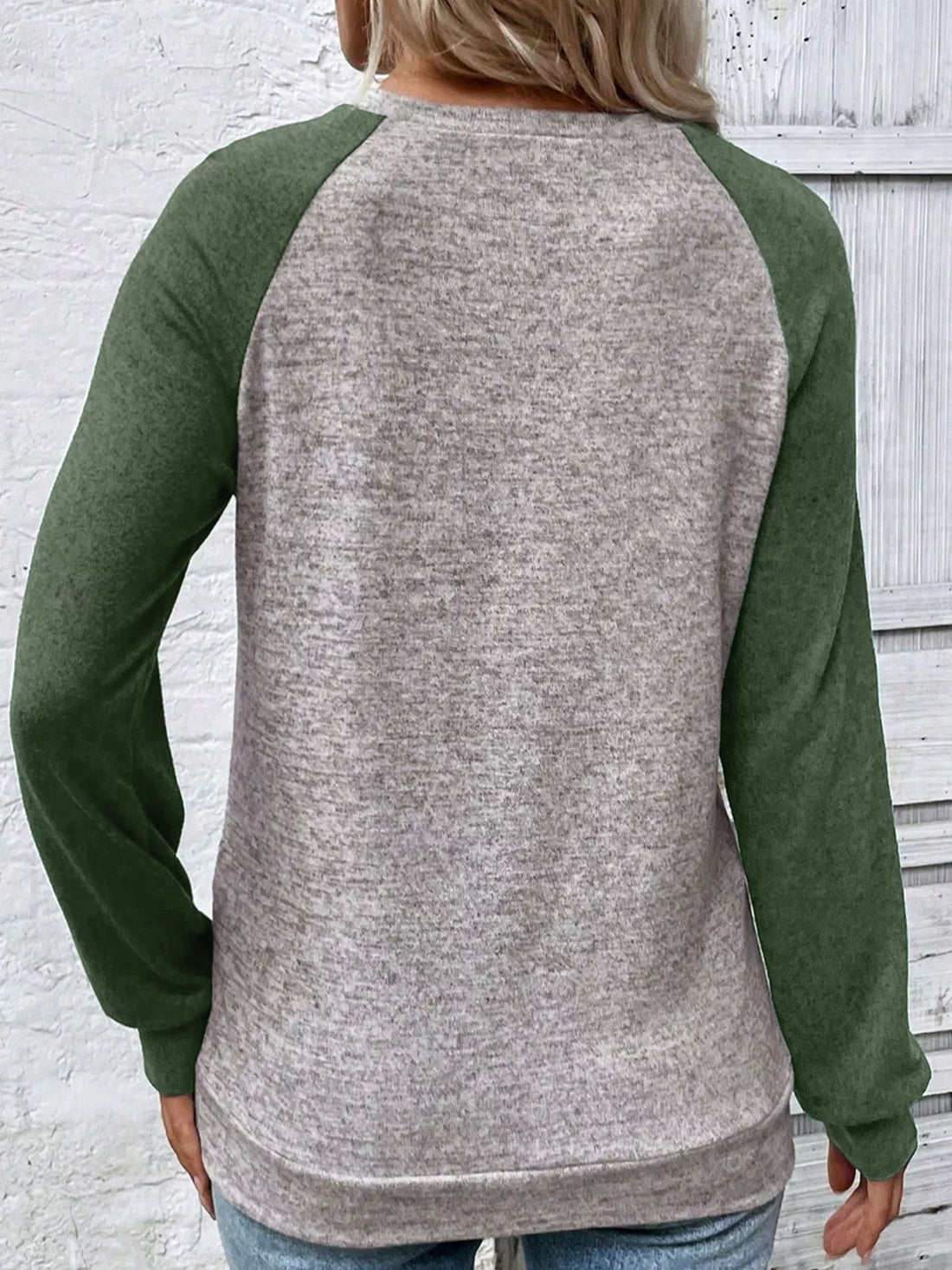 Color Block Raglan Long Sleeve T Shirt 