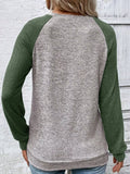 Color Block Raglan Long Sleeve T Shirt 