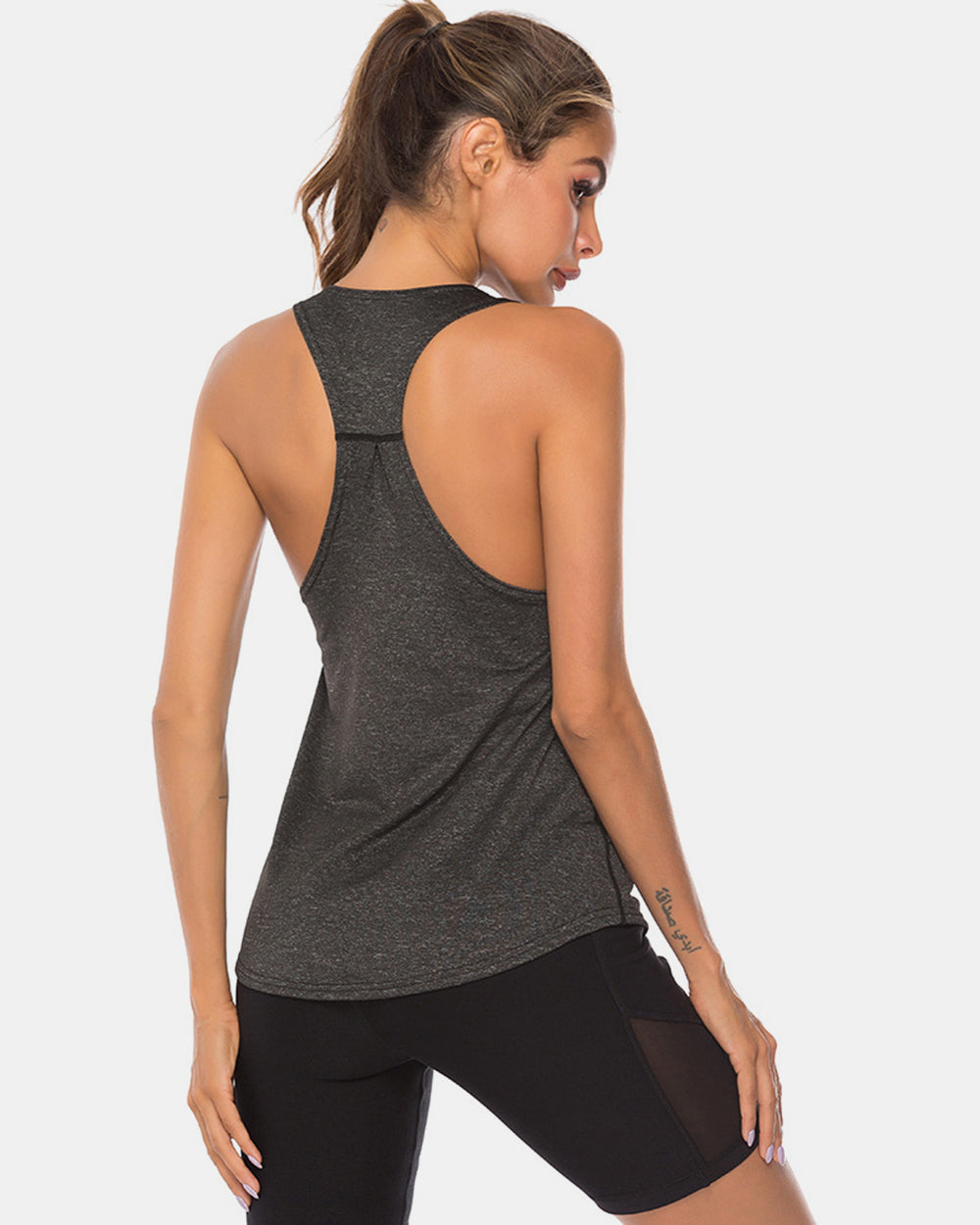 Full Size Scoop Neck Wide Strap Active Tank 