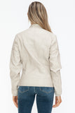 Snobbish Faux Leather Biker Jacket with Side Zip Pockets 