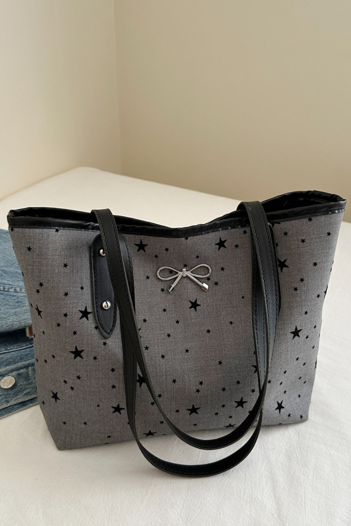 Bow Trim Polyester Tote Bag 