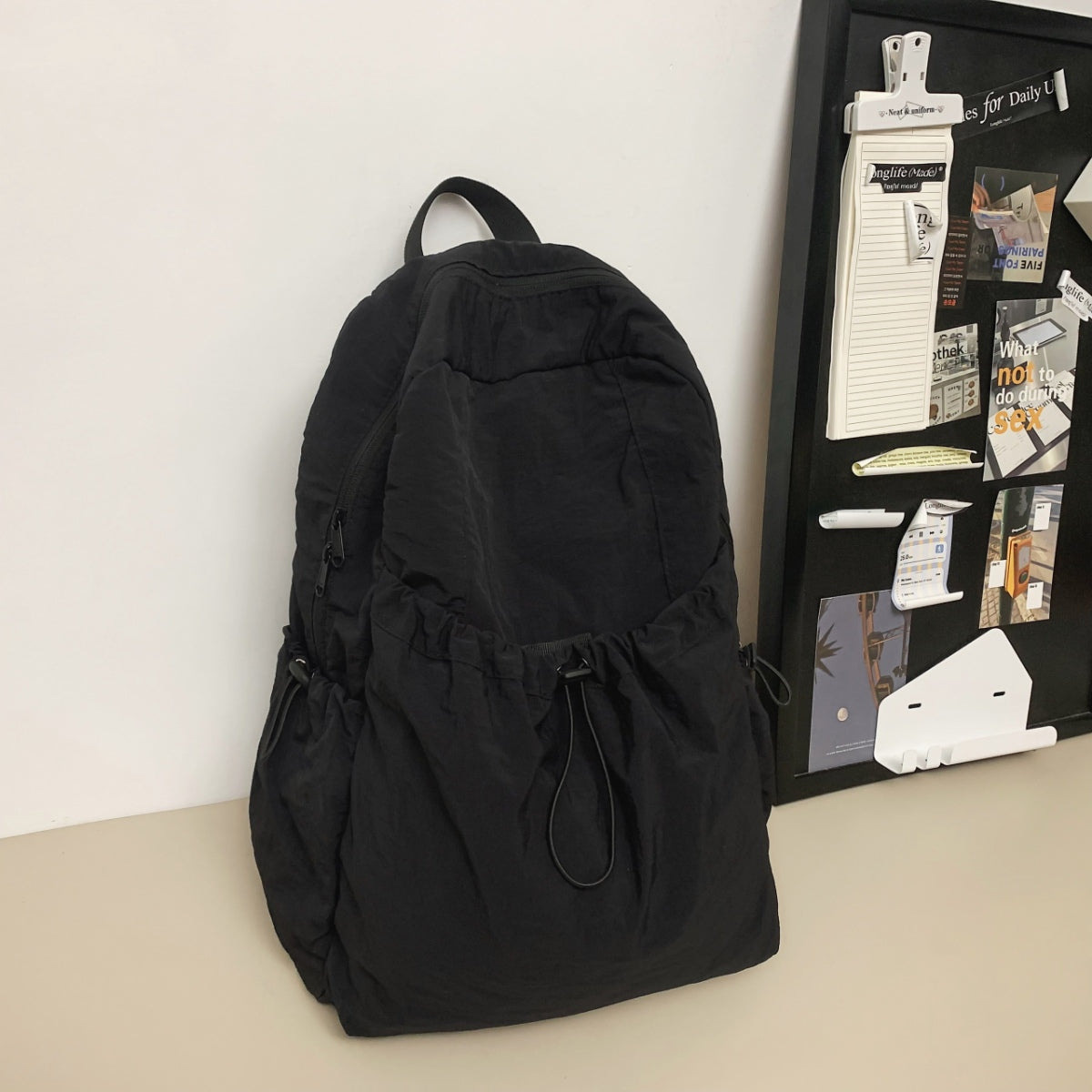 Drawstring Nylon Backpack Bag 