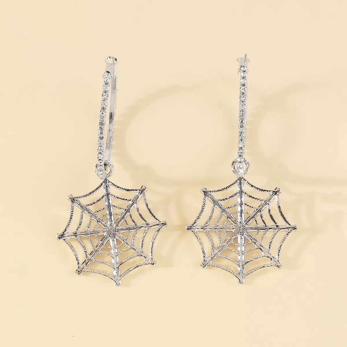 Halloween Spider Web Dangle Hoop Earrings 