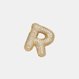 Inlaid Zircon Bubble Initial Necklace 