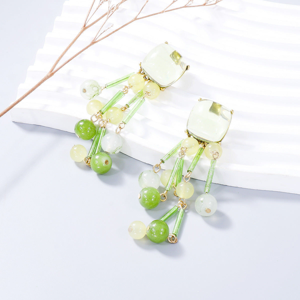 Acrylic Bead Dangle Earrings 