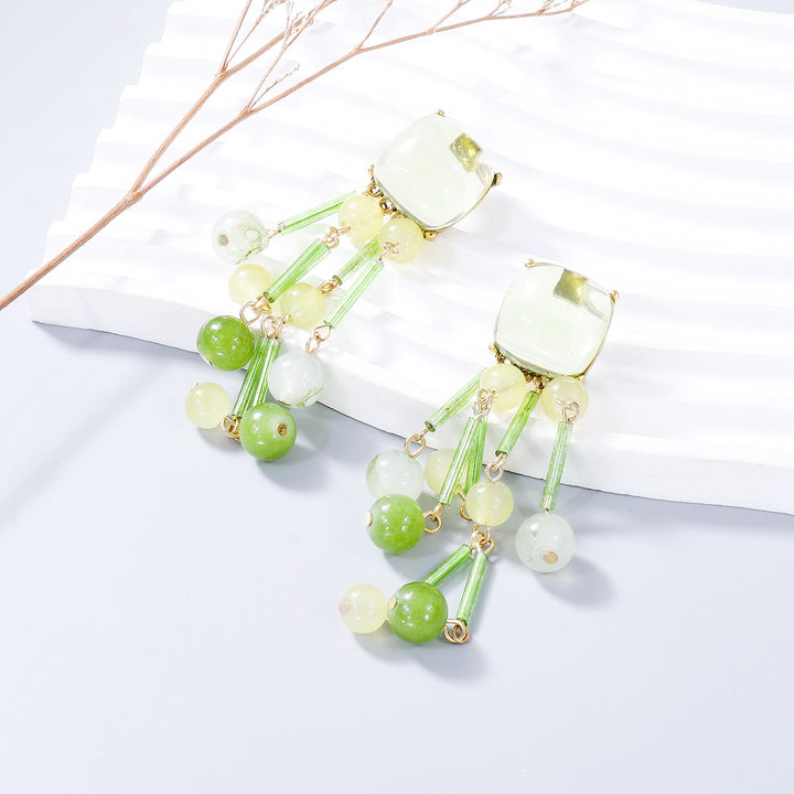 Acrylic Bead Dangle Earrings 