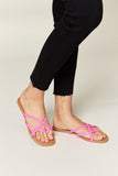 WILD DIVA Crisscross PU Leather Open Toe Sandals 