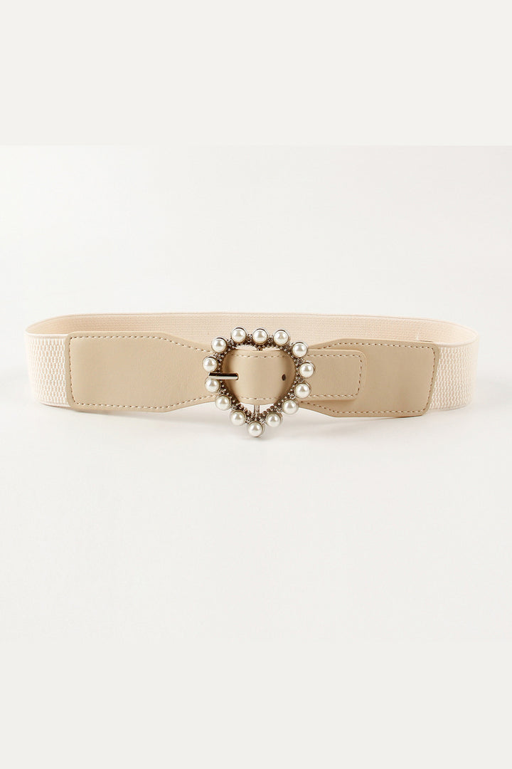 Pearl Heart Buckle Elastic Belt 